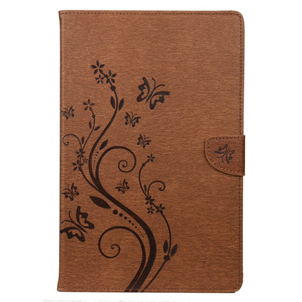 For Samsung Galaxy Tab S6 Lite / P610 Butterfly Flower Embossing Pattern Horizontal Flip Leather Case with Holder & Card Slots & Wallet(Brown)-garmade.com
