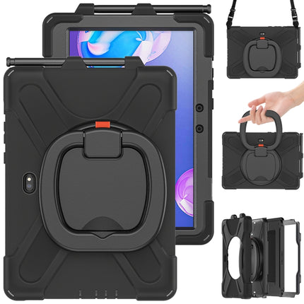 For Samsung Galaxy Tab Active Pro Silicone + PC Protective Case with Holder & Shoulder Strap(Black)-garmade.com