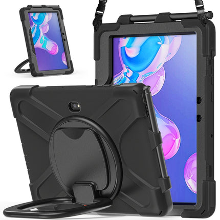 For Samsung Galaxy Tab Active Pro Silicone + PC Protective Case with Holder & Shoulder Strap(Black)-garmade.com