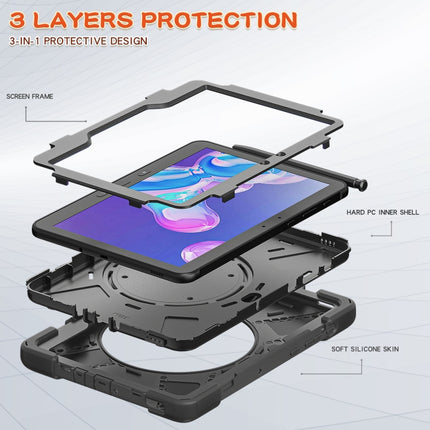 For Samsung Galaxy Tab Active Pro Silicone + PC Protective Case with Holder & Shoulder Strap(Black)-garmade.com