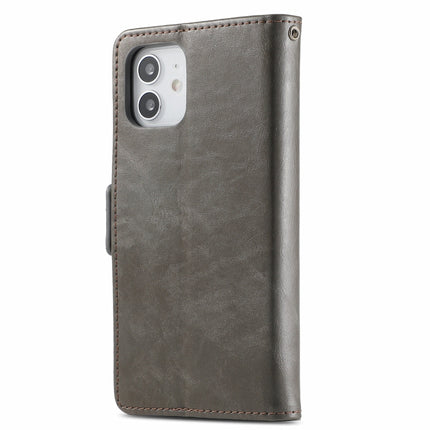 CaseNeo Business Splicing Dual Magnetic Buckle Horizontal Flip PU Leather Case with Holder & Card Slots & Wallet For iPhone 13(Grey)-garmade.com