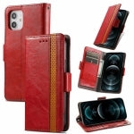 CaseNeo Business Splicing Dual Magnetic Buckle Horizontal Flip PU Leather Case with Holder & Card Slots & Wallet For iPhone 13(Red)-garmade.com