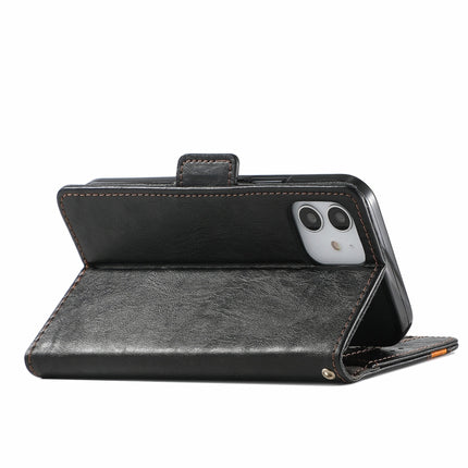 CaseNeo Business Splicing Dual Magnetic Buckle Horizontal Flip PU Leather Case with Holder & Card Slots & Wallet For iPhone 13 (Black)-garmade.com