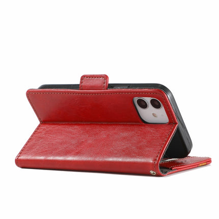 CaseNeo Business Splicing Dual Magnetic Buckle Horizontal Flip PU Leather Case with Holder & Card Slots & Wallet For iPhone 13 Mini (Red)-garmade.com