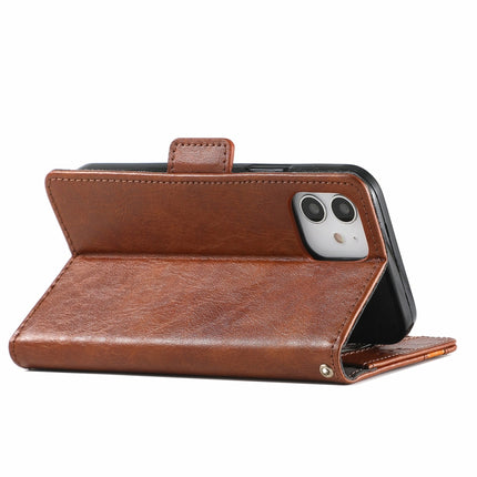 CaseNeo Business Splicing Dual Magnetic Buckle Horizontal Flip PU Leather Case with Holder & Card Slots & Wallet For iPhone 13 Mini (Brown)-garmade.com