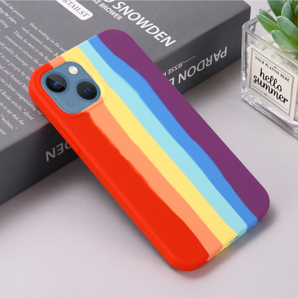 Rainbow Liquid Silicone Shockproof Full Coverage Protective Case For iPhone 13 mini(Red)-garmade.com