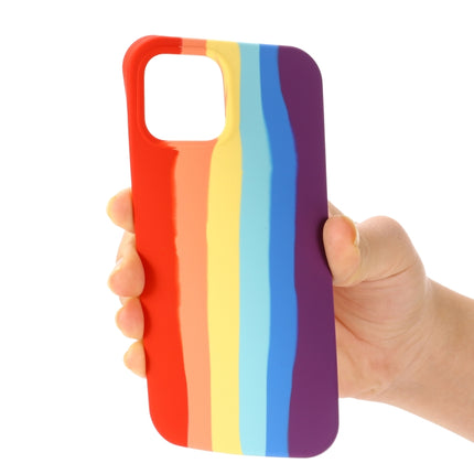 Rainbow Liquid Silicone Shockproof Full Coverage Protective Case For iPhone 13(Red)-garmade.com
