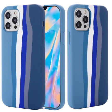 Rainbow Liquid Silicone Shockproof Full Coverage Protective Case For iPhone 13(Blue)-garmade.com