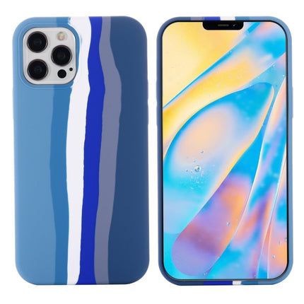 Rainbow Liquid Silicone Shockproof Full Coverage Protective Case For iPhone 13(Blue)-garmade.com