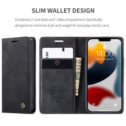 CaseMe-013 Multifunctional Retro Frosted Horizontal Flip Leather Case with Card Slot & Holder & Wallet For iPhone 13 mini(Black)-garmade.com