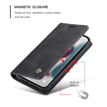 CaseMe-013 Multifunctional Retro Frosted Horizontal Flip Leather Case with Card Slot & Holder & Wallet For iPhone 13 mini(Black)-garmade.com