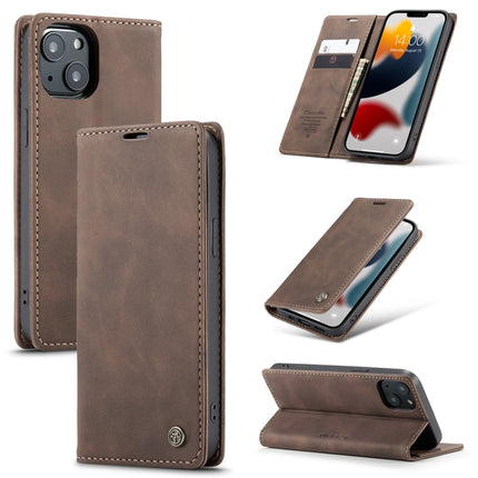 CaseMe-013 Multifunctional Retro Frosted Horizontal Flip Leather Case with Card Slot & Holder & Wallet For iPhone 13 mini(Coffee)-garmade.com