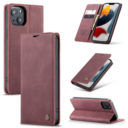 CaseMe-013 Multifunctional Retro Frosted Horizontal Flip Leather Case with Card Slot & Holder & Wallet For iPhone 13 mini(Wine Red)-garmade.com