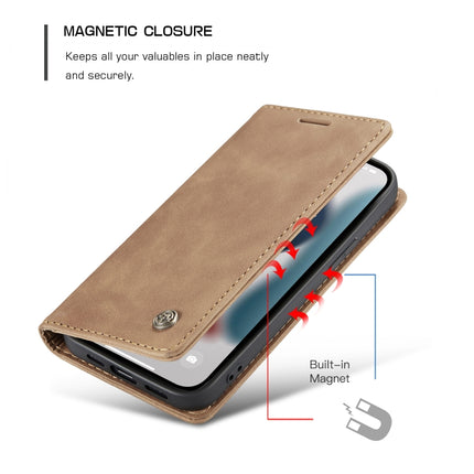 CaseMe-013 Multifunctional Retro Frosted Horizontal Flip Leather Case with Card Slot & Holder & Wallet For iPhone 13 mini(Brown)-garmade.com