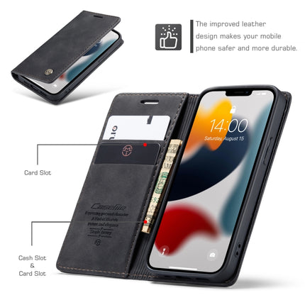 CaseMe-013 Multifunctional Retro Frosted Horizontal Flip Leather Case with Card Slot & Holder & Wallet For iPhone 13(Black)-garmade.com