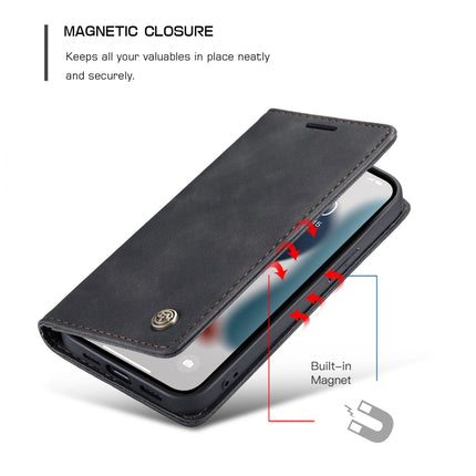 CaseMe-013 Multifunctional Retro Frosted Horizontal Flip Leather Case with Card Slot & Holder & Wallet For iPhone 13(Black)-garmade.com