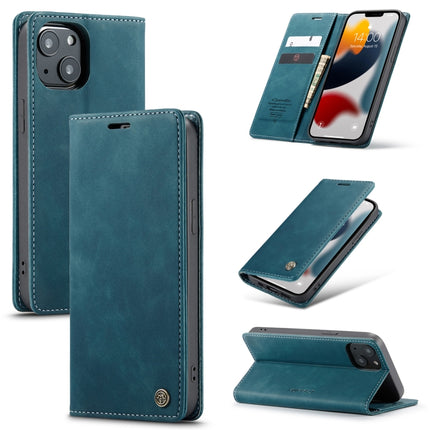 CaseMe-013 Multifunctional Retro Frosted Horizontal Flip Leather Case with Card Slot & Holder & Wallet For iPhone 13(Blue)-garmade.com