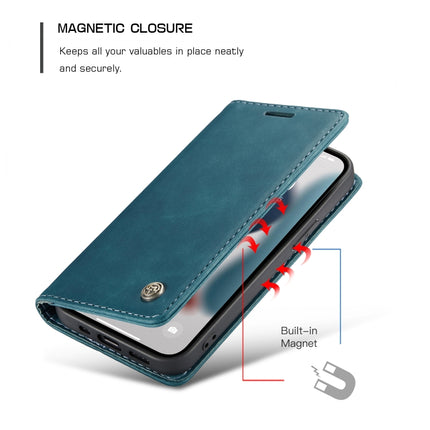 CaseMe-013 Multifunctional Retro Frosted Horizontal Flip Leather Case with Card Slot & Holder & Wallet For iPhone 13(Blue)-garmade.com