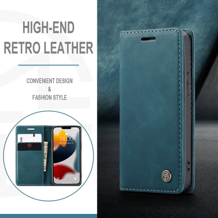 CaseMe-013 Multifunctional Retro Frosted Horizontal Flip Leather Case with Card Slot & Holder & Wallet For iPhone 13(Blue)-garmade.com