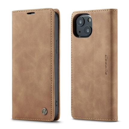 CaseMe-013 Multifunctional Retro Frosted Horizontal Flip Leather Case with Card Slot & Holder & Wallet For iPhone 13(Brown)-garmade.com