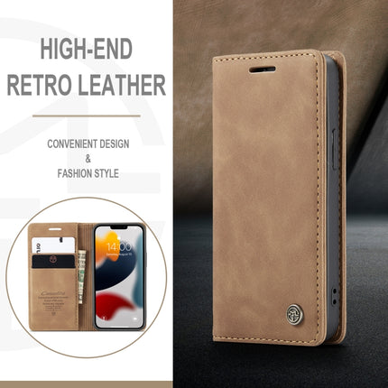 CaseMe-013 Multifunctional Retro Frosted Horizontal Flip Leather Case with Card Slot & Holder & Wallet For iPhone 13(Brown)-garmade.com