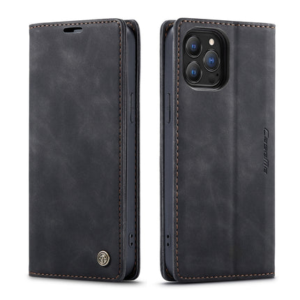 CaseMe-013 Multifunctional Retro Frosted Horizontal Flip Leather Case with Card Slot & Holder & Wallet For iPhone 13 Pro(Black)-garmade.com