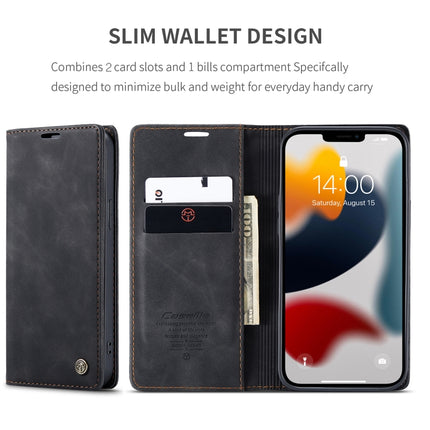 CaseMe-013 Multifunctional Retro Frosted Horizontal Flip Leather Case with Card Slot & Holder & Wallet For iPhone 13 Pro(Black)-garmade.com