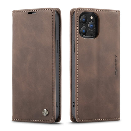CaseMe-013 Multifunctional Retro Frosted Horizontal Flip Leather Case with Card Slot & Holder & Wallet For iPhone 13 Pro(Coffee)-garmade.com