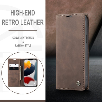 CaseMe-013 Multifunctional Retro Frosted Horizontal Flip Leather Case with Card Slot & Holder & Wallet For iPhone 13 Pro(Coffee)-garmade.com