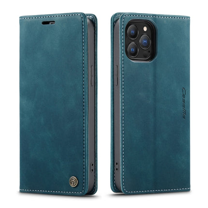 CaseMe-013 Multifunctional Retro Frosted Horizontal Flip Leather Case with Card Slot & Holder & Wallet For iPhone 13 Pro(Blue)-garmade.com