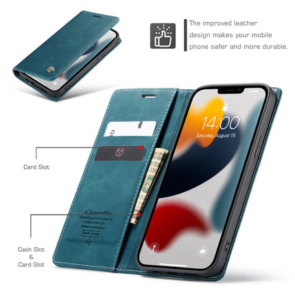 CaseMe-013 Multifunctional Retro Frosted Horizontal Flip Leather Case with Card Slot & Holder & Wallet For iPhone 13 Pro(Blue)-garmade.com