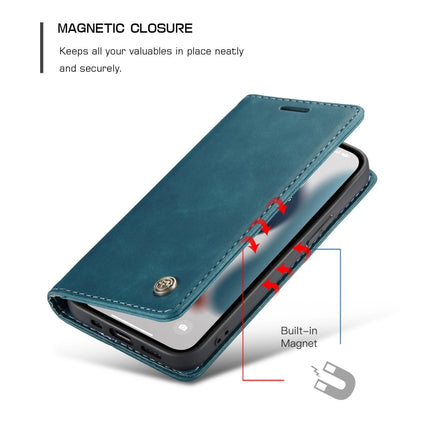 CaseMe-013 Multifunctional Retro Frosted Horizontal Flip Leather Case with Card Slot & Holder & Wallet For iPhone 13 Pro(Blue)-garmade.com