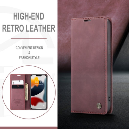 CaseMe-013 Multifunctional Retro Frosted Horizontal Flip Leather Case with Card Slot & Holder & Wallet For iPhone 13 Pro(Wine Red)-garmade.com