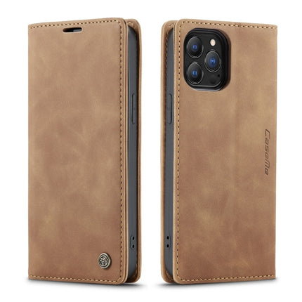 CaseMe-013 Multifunctional Retro Frosted Horizontal Flip Leather Case with Card Slot & Holder & Wallet For iPhone 13 Pro(Brown)-garmade.com