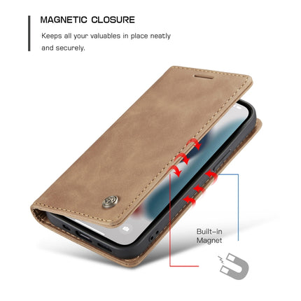 CaseMe-013 Multifunctional Retro Frosted Horizontal Flip Leather Case with Card Slot & Holder & Wallet For iPhone 13 Pro(Brown)-garmade.com