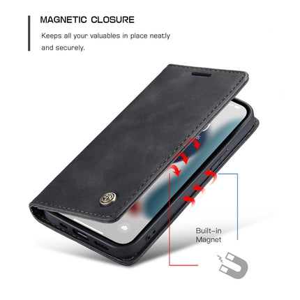 CaseMe-013 Multifunctional Retro Frosted Horizontal Flip Leather Case with Card Slot & Holder & Wallet For iPhone 13 Pro Max(Black)-garmade.com