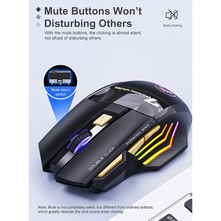 iMICE GW-X7 7-button Silent Rechargeable Wireless Gaming Mouse with Colorful RGB Lights(Black)-garmade.com