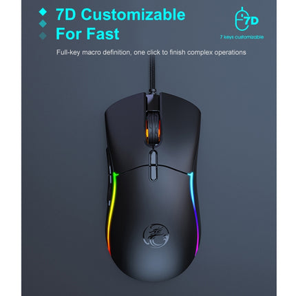 iMICE T60 7-key Custom Colorful Luminous Wired Honeycomb Gaming Mouse, Cable Length: 1.8m(Black)-garmade.com