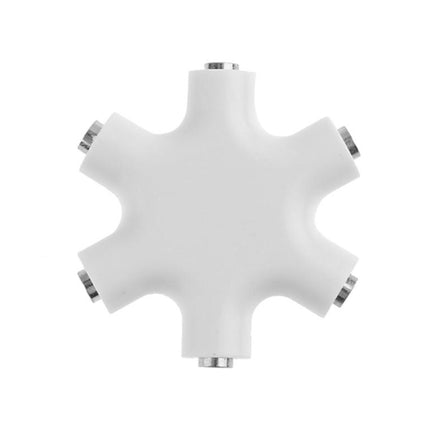 6 in 1 Audio Adapter 3.5mm Jack Multi Port Hub Aux Headphone Splitter Converter(White)-garmade.com