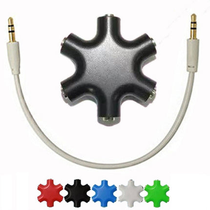 6 in 1 Audio Adapter 3.5mm Jack Multi Port Hub Aux Headphone Splitter Converter(Blue)-garmade.com