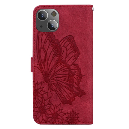 Retro Skin Feel Butterflies Embossing Horizontal Flip Leather Case with Holder & Card Slots & Wallet For iPhone 13 mini(Red)-garmade.com