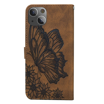 Retro Skin Feel Butterflies Embossing Horizontal Flip Leather Case with Holder & Card Slots & Wallet For iPhone 13 mini(Brown)-garmade.com