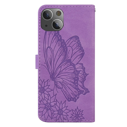 Retro Skin Feel Butterflies Embossing Horizontal Flip Leather Case with Holder & Card Slots & Wallet For iPhone 13 mini(Purple)-garmade.com