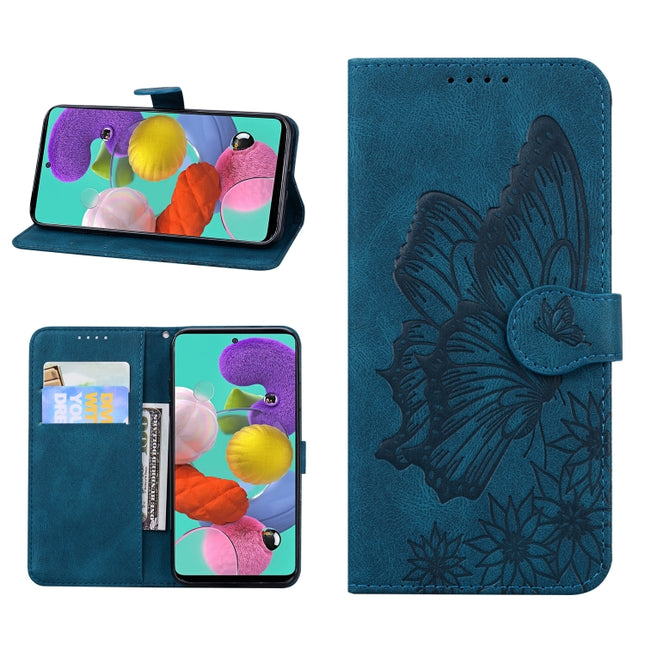Retro Skin Feel Butterflies Embossing Horizontal Flip Leather Case with Holder & Card Slots & Wallet For iPhone 13(Blue)-garmade.com