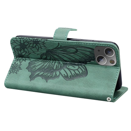 Retro Skin Feel Butterflies Embossing Horizontal Flip Leather Case with Holder & Card Slots & Wallet For iPhone 13(Green)-garmade.com