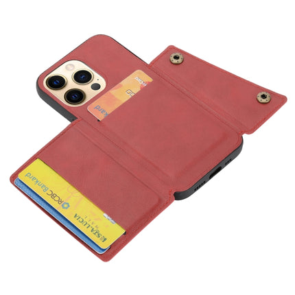 Double Buckle PU + TPU Shockproof Magnetic Protective Case with Card Slot & Holder For iPhone 13 mini(Red)-garmade.com