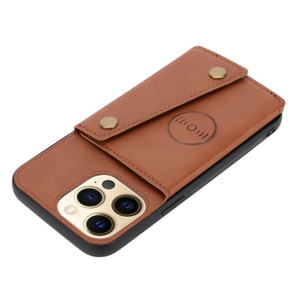 Double Buckle PU + TPU Shockproof Magnetic Protective Case with Card Slot & Holder For iPhone 13 mini(Light Brown)-garmade.com