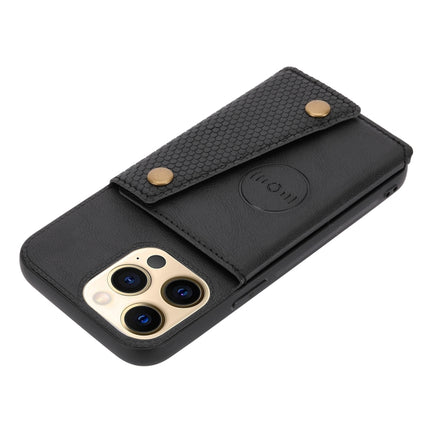 Double Buckle PU + TPU Shockproof Magnetic Protective Case with Card Slot & Holder For iPhone 13 mini(Black)-garmade.com