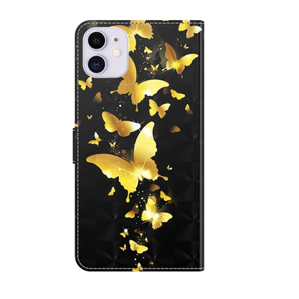 3D Painting Pattern Horizontal Flip TPU + PU Leather Case with Holder & Card Slots & Wallet For iPhone 13 mini(Gold Butterflies)-garmade.com
