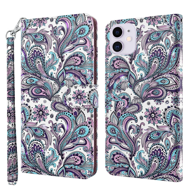 3D Painting Pattern Horizontal Flip TPU + PU Leather Case with Holder & Card Slots & Wallet For iPhone 13 mini(Swirl Pattern)-garmade.com